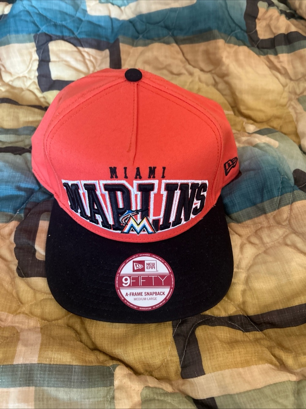 New Era Miami Marlins Orange and Black Snapback Hat